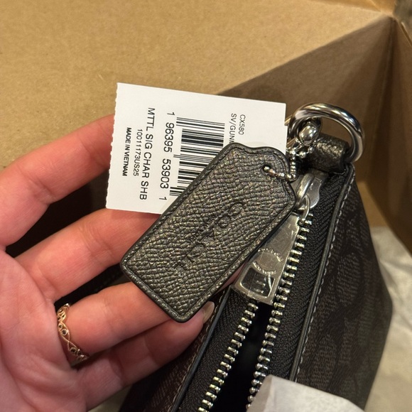 NEW Coach CX580 Metallic Signature Charlotte
Shoulder Bag Handbag Gunmetal Multi - Picture 5 of 6